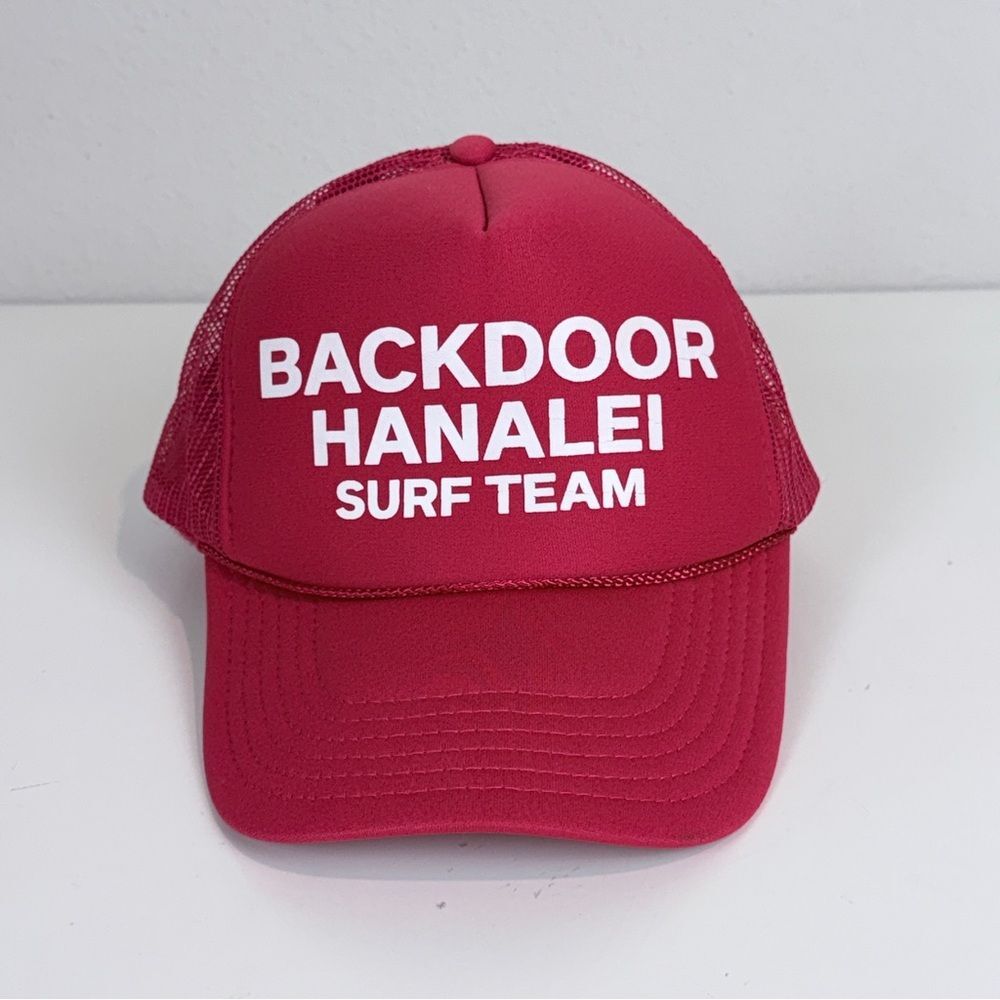 OTTO Red Backdoor Hanalei Surf Team Trucker Hat Snapback